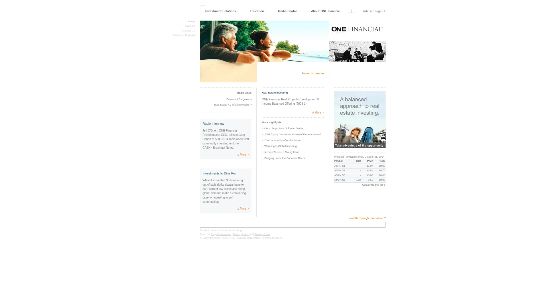 Website screenshot of Onefinancial.com