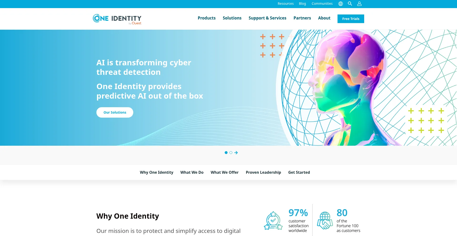 Website screenshot of Oneidentity.com