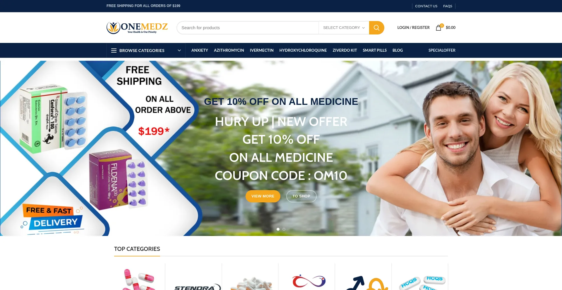 Website screenshot of Onemedz.com