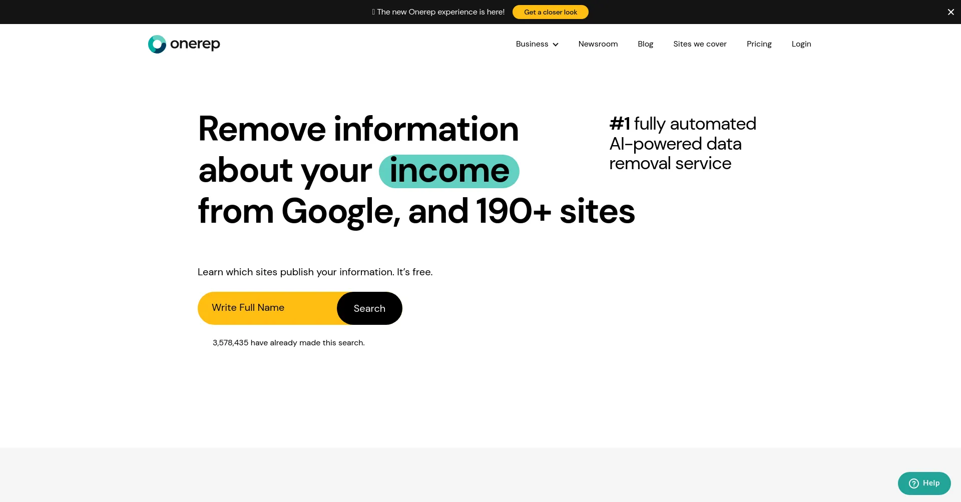 Website screenshot of Onerep.com