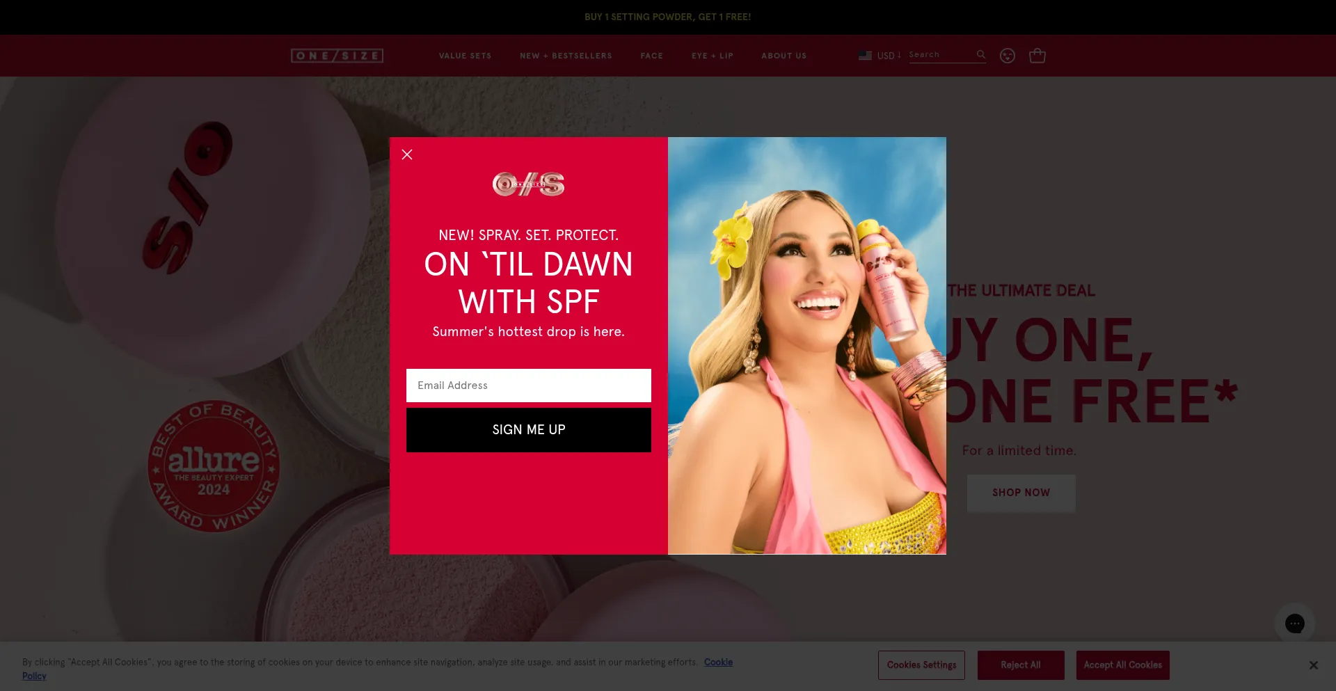 Website screenshot of Onesizebeauty.com