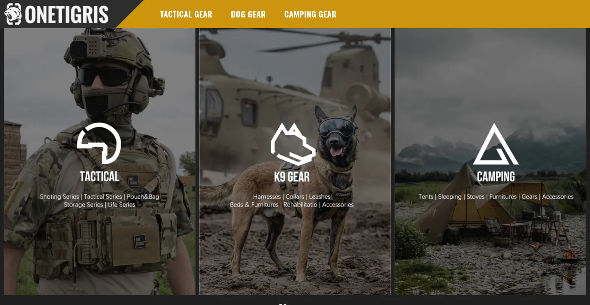 Website screenshot of Onetigris.com