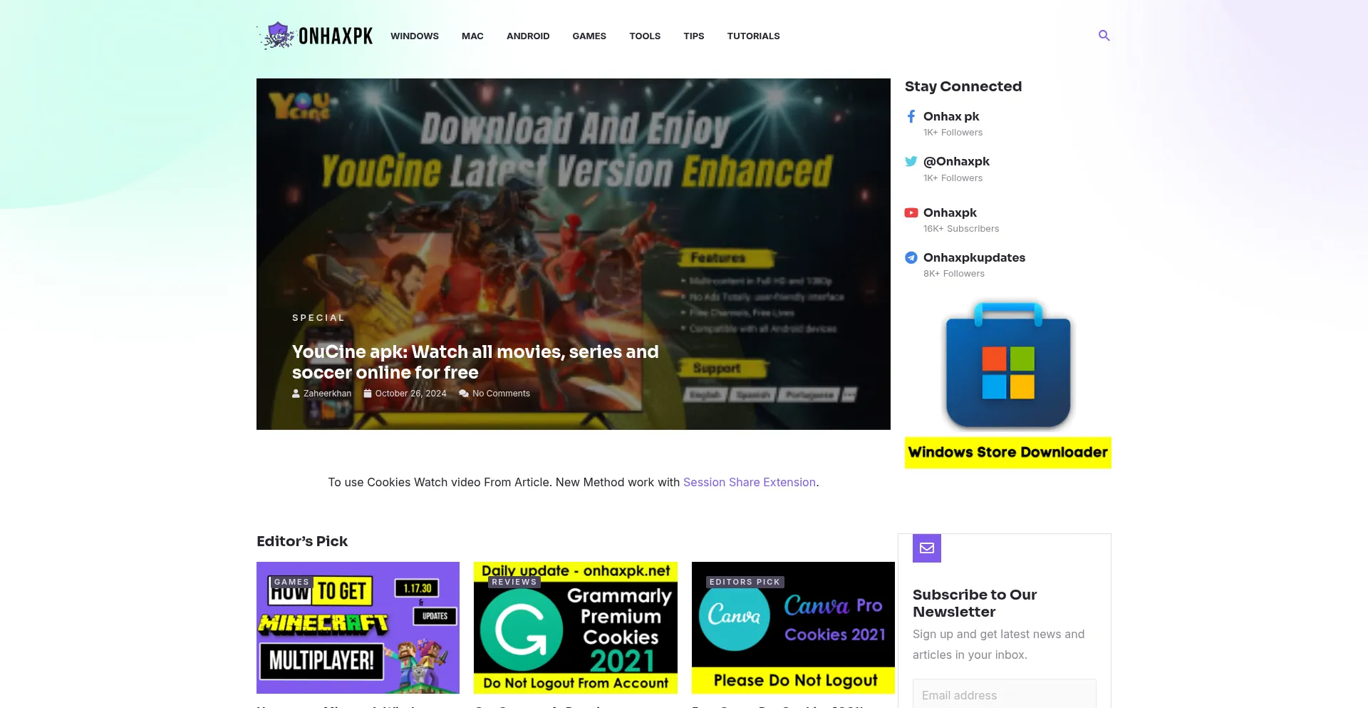 Website screenshot of Onhaxpk.net