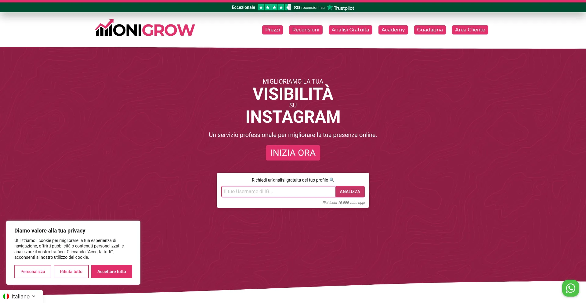 Website screenshot of Onigrow.com