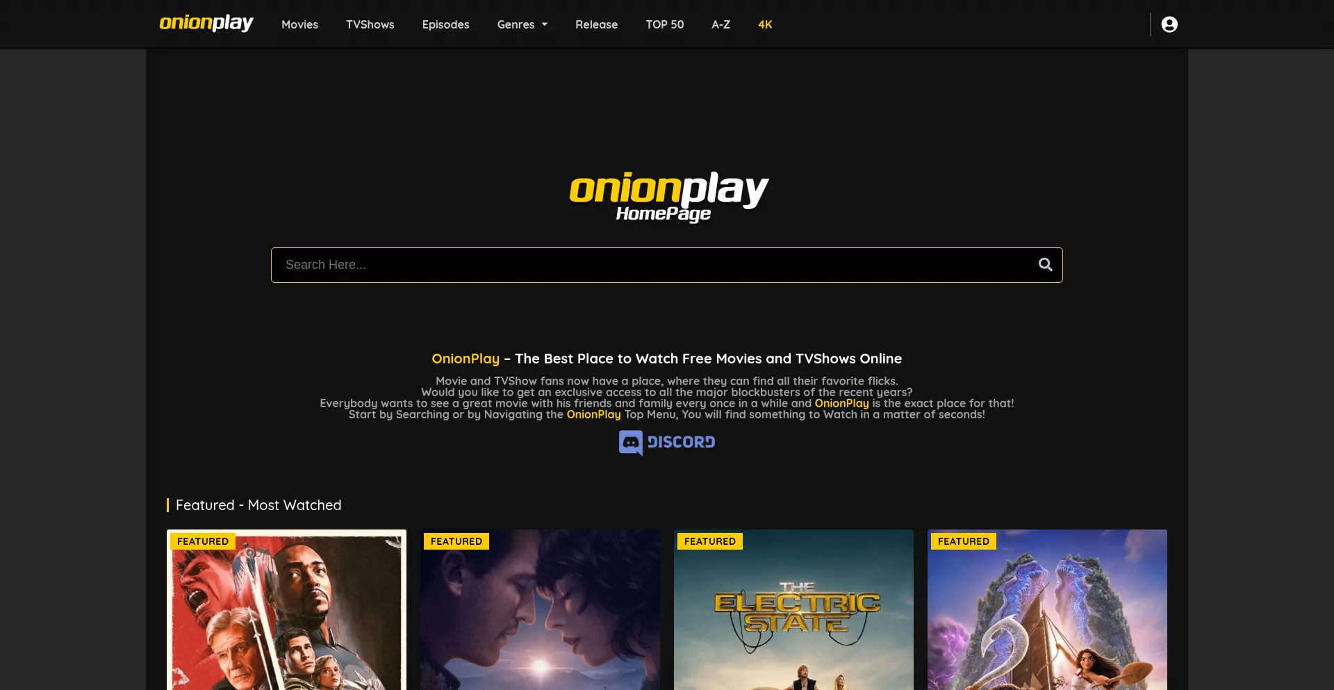 Website screenshot of Onionplay.net