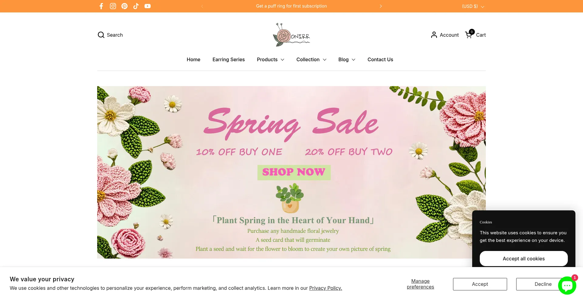 Website screenshot of Onirr.com