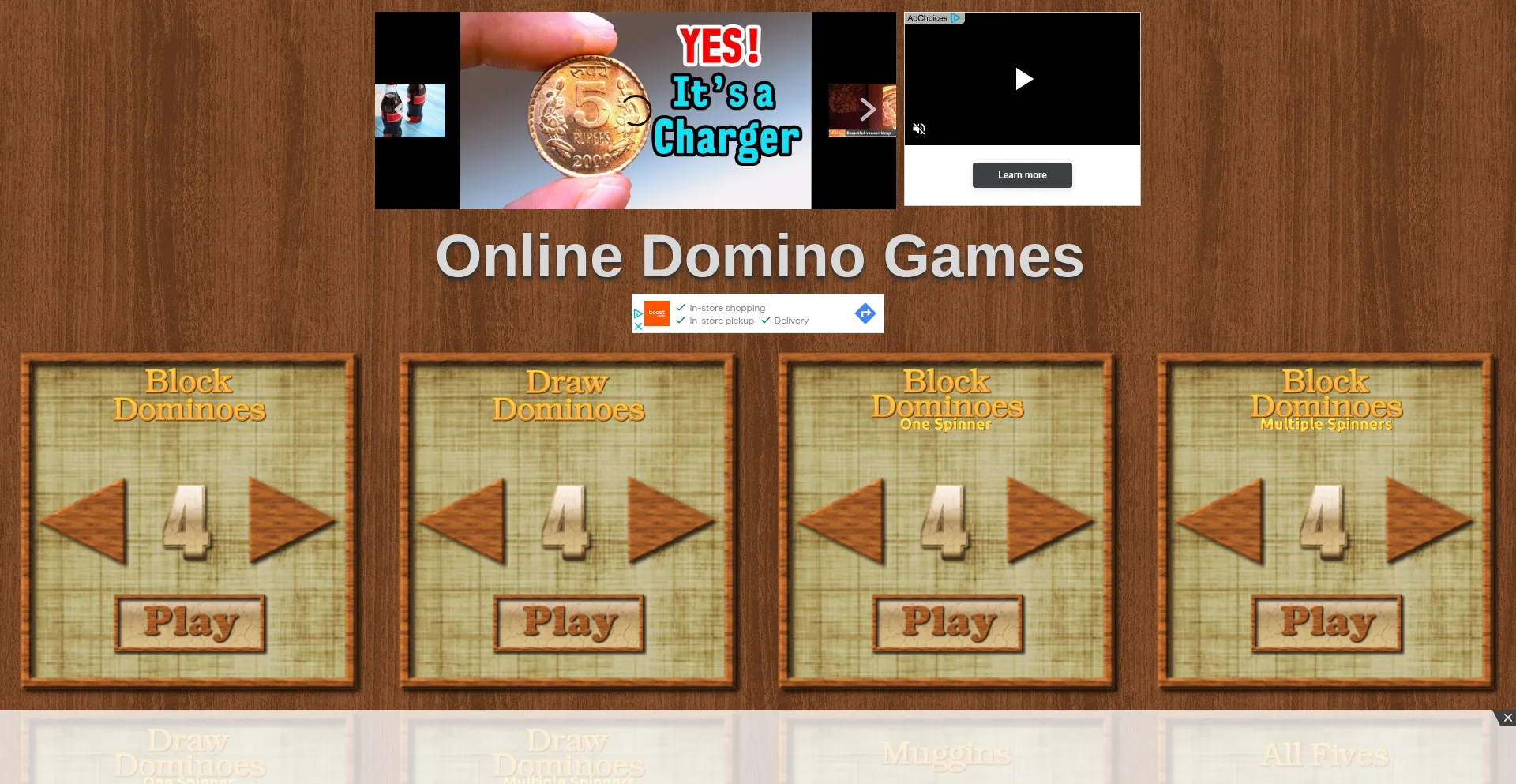 Website screenshot of Onlinedominogames.com