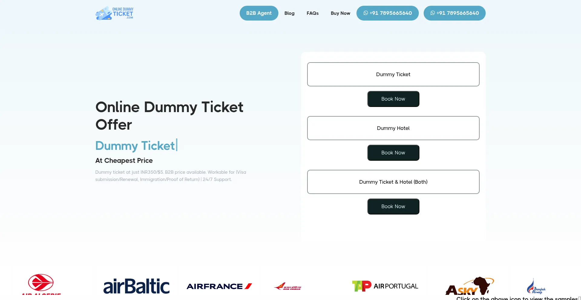 Onlinedummyticket.com Screenshot