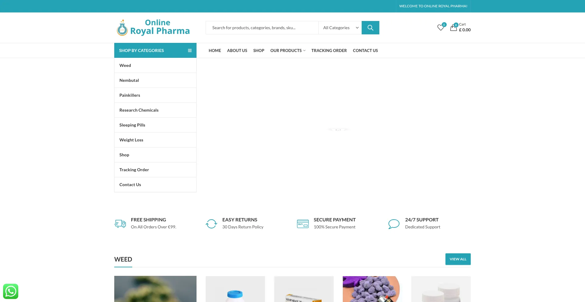 Website screenshot of Onlineroyalpharma.com