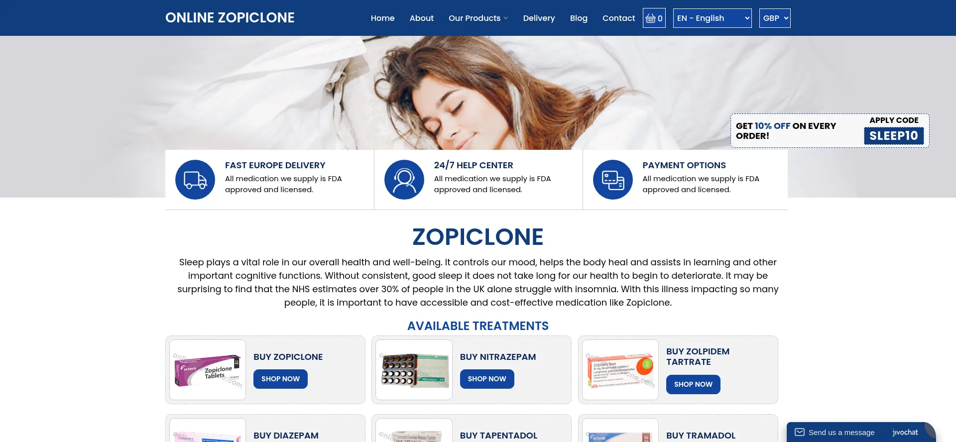Onlinezopiclone.com Screenshot
