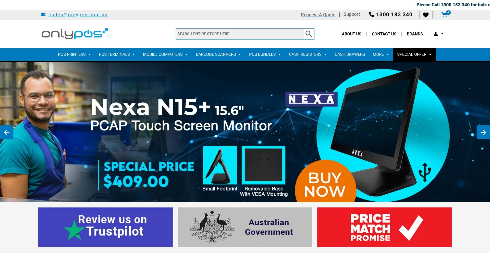 Website screenshot of Onlypos.com.au