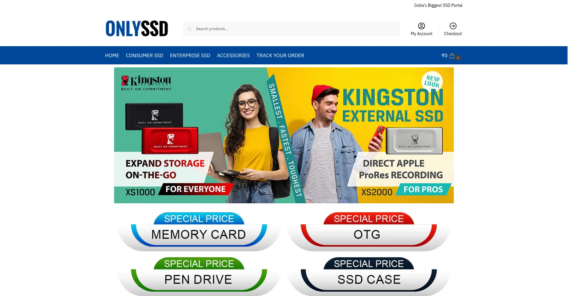 Website screenshot of Onlyssd.com