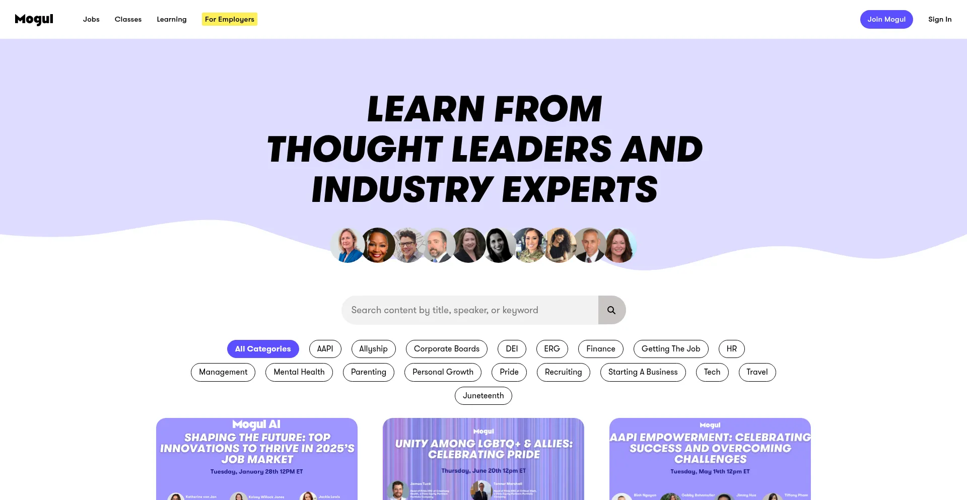 Website screenshot of Onmogul.com