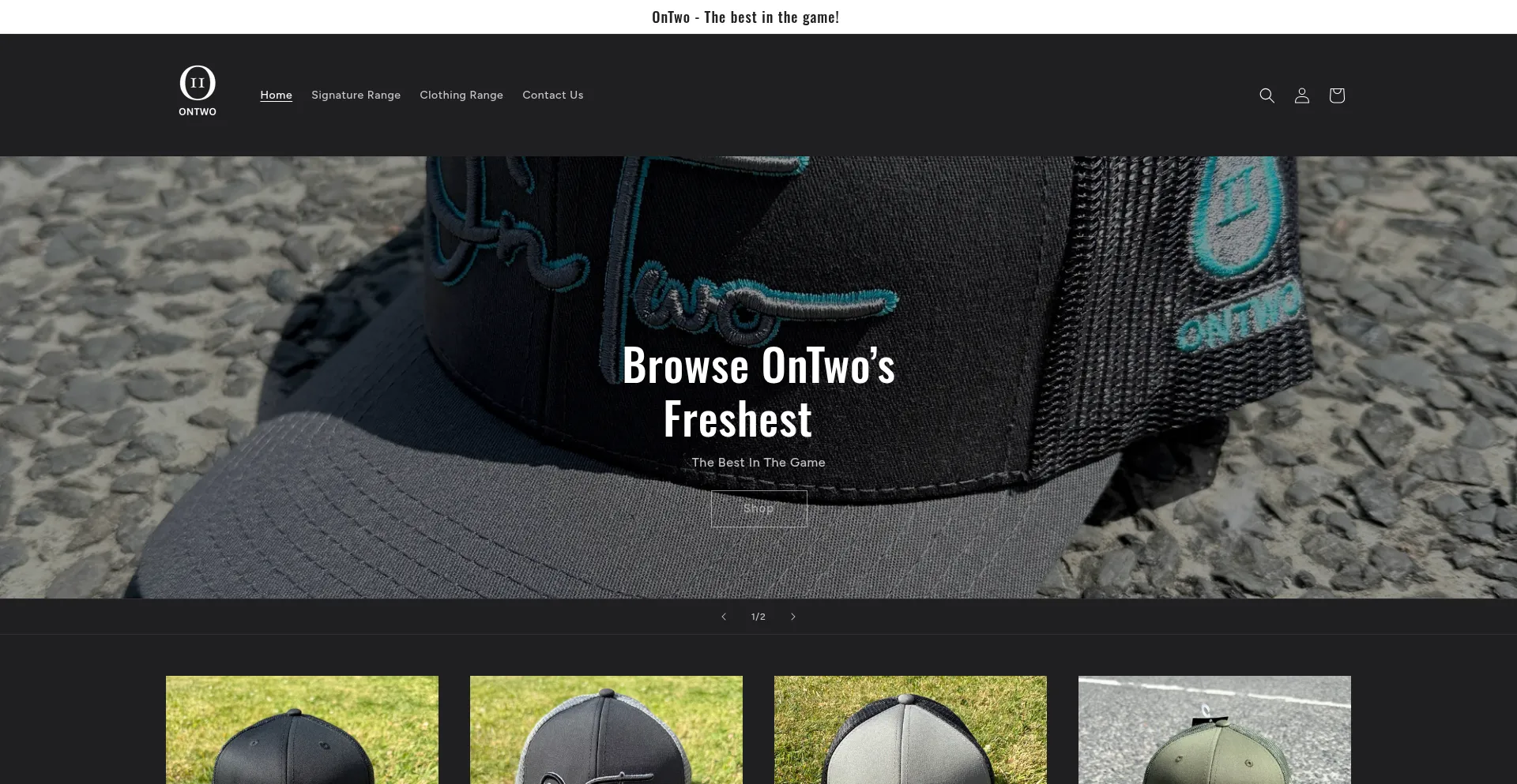 Website screenshot of Ontwowear.com