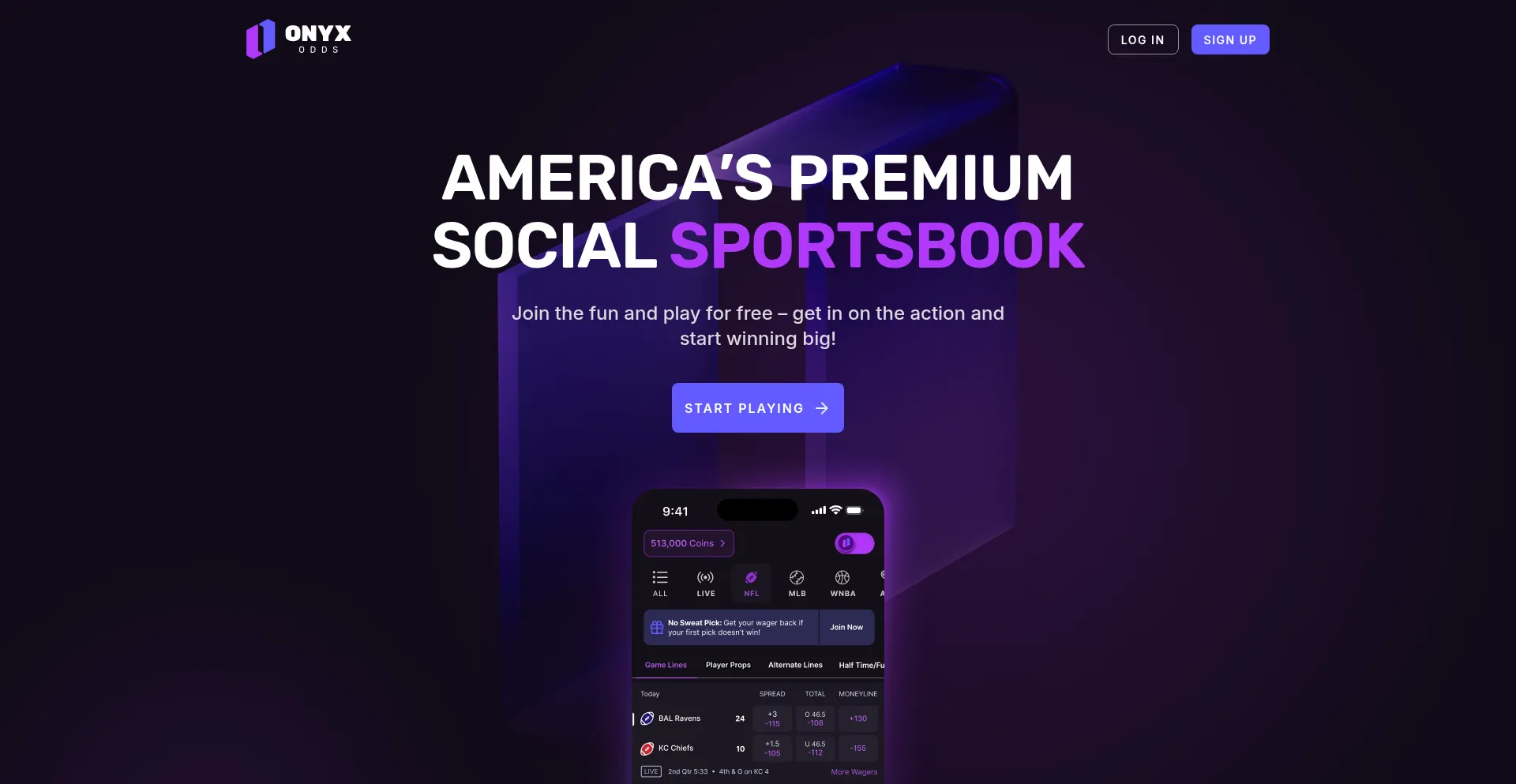 Website screenshot of Onyxodds.com