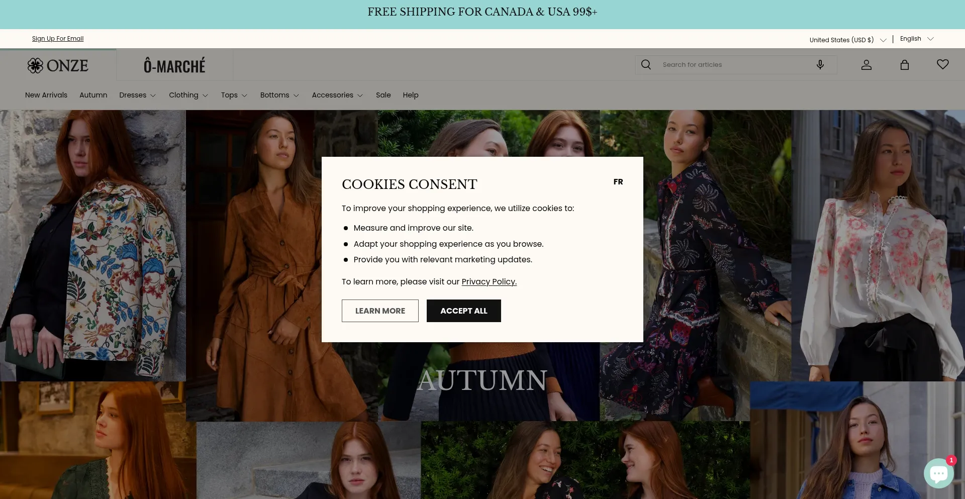 Website screenshot of Onze-montreal.com