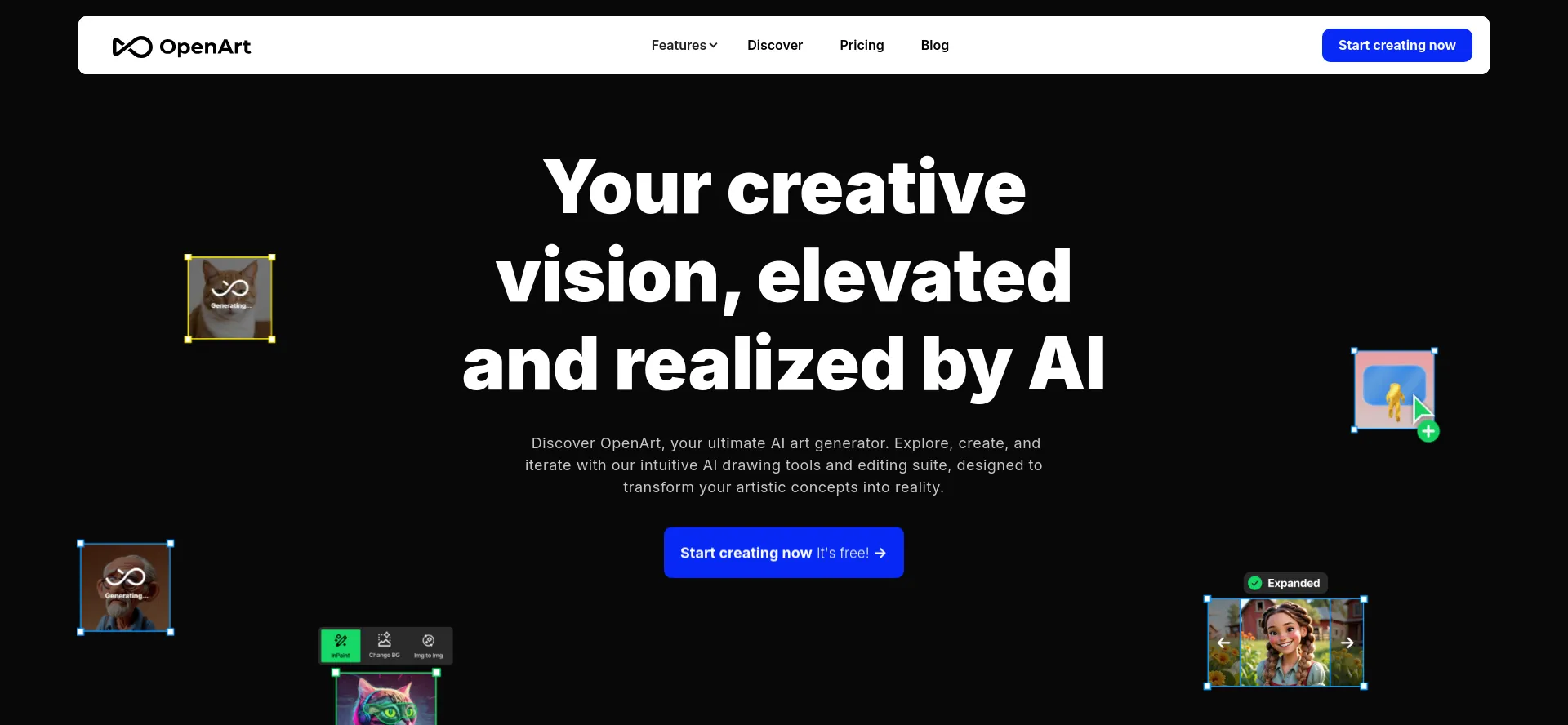 Website screenshot of Openart.ai