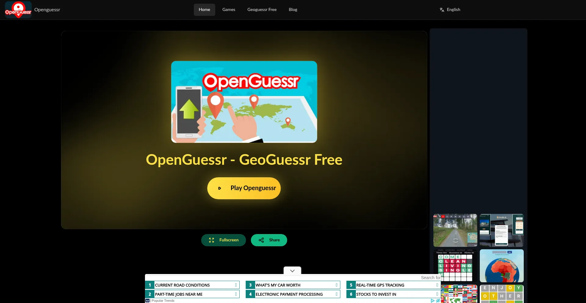 Website screenshot of Openguessr.org