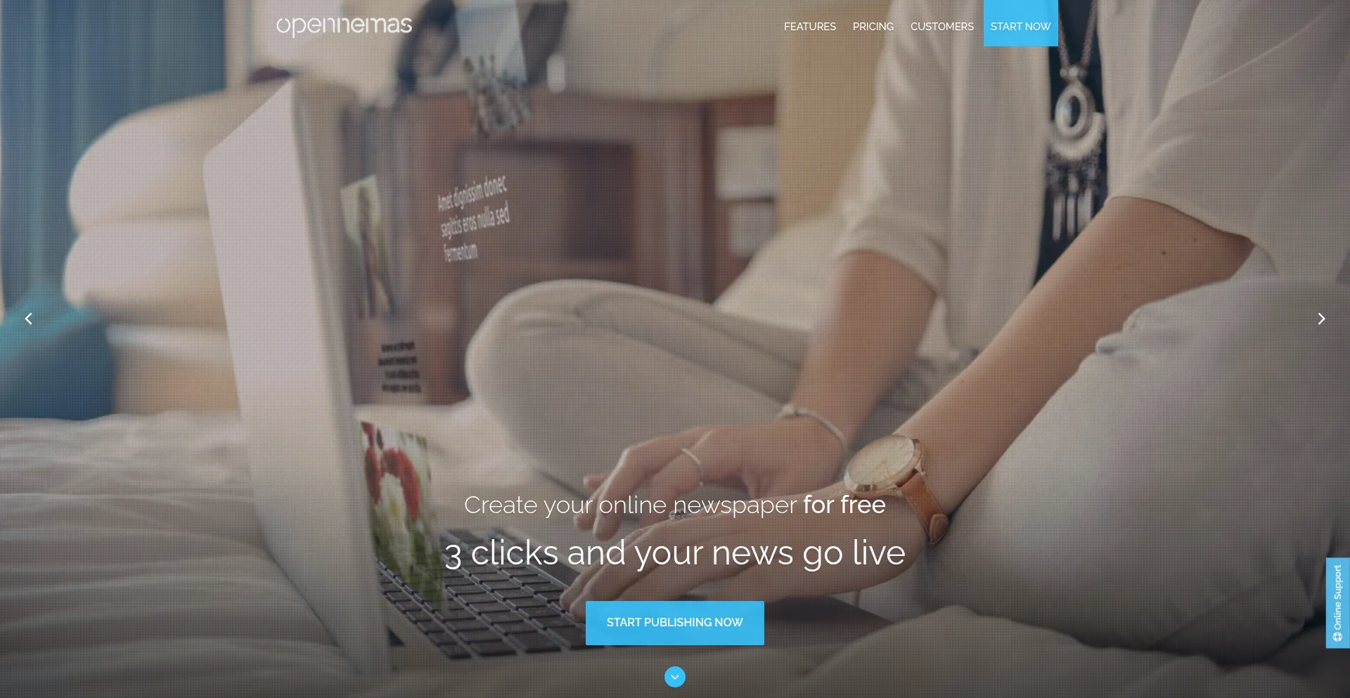 Website screenshot of Opennemas.com