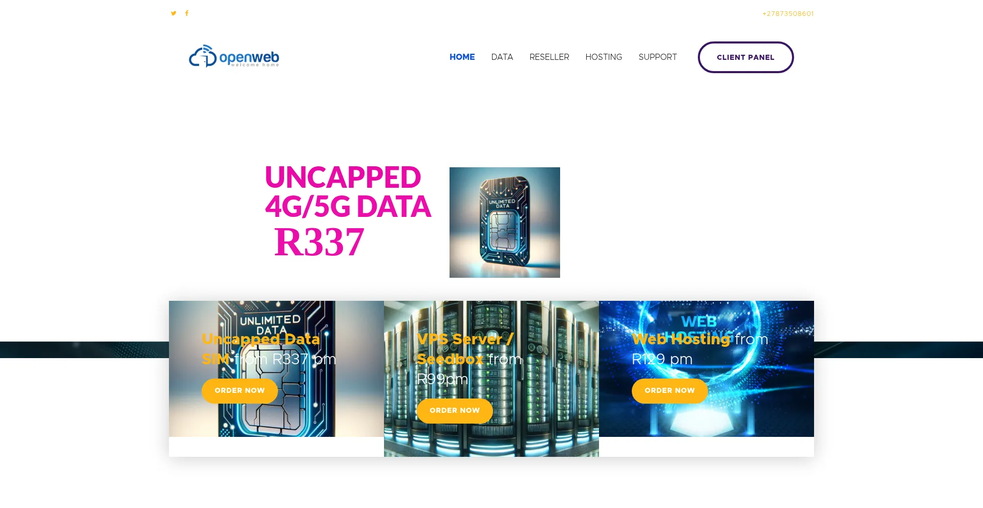 Website screenshot of Openweb.co.za