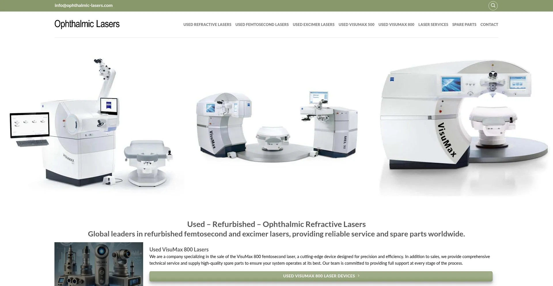 Website screenshot of Ophthalmic-lasers.com