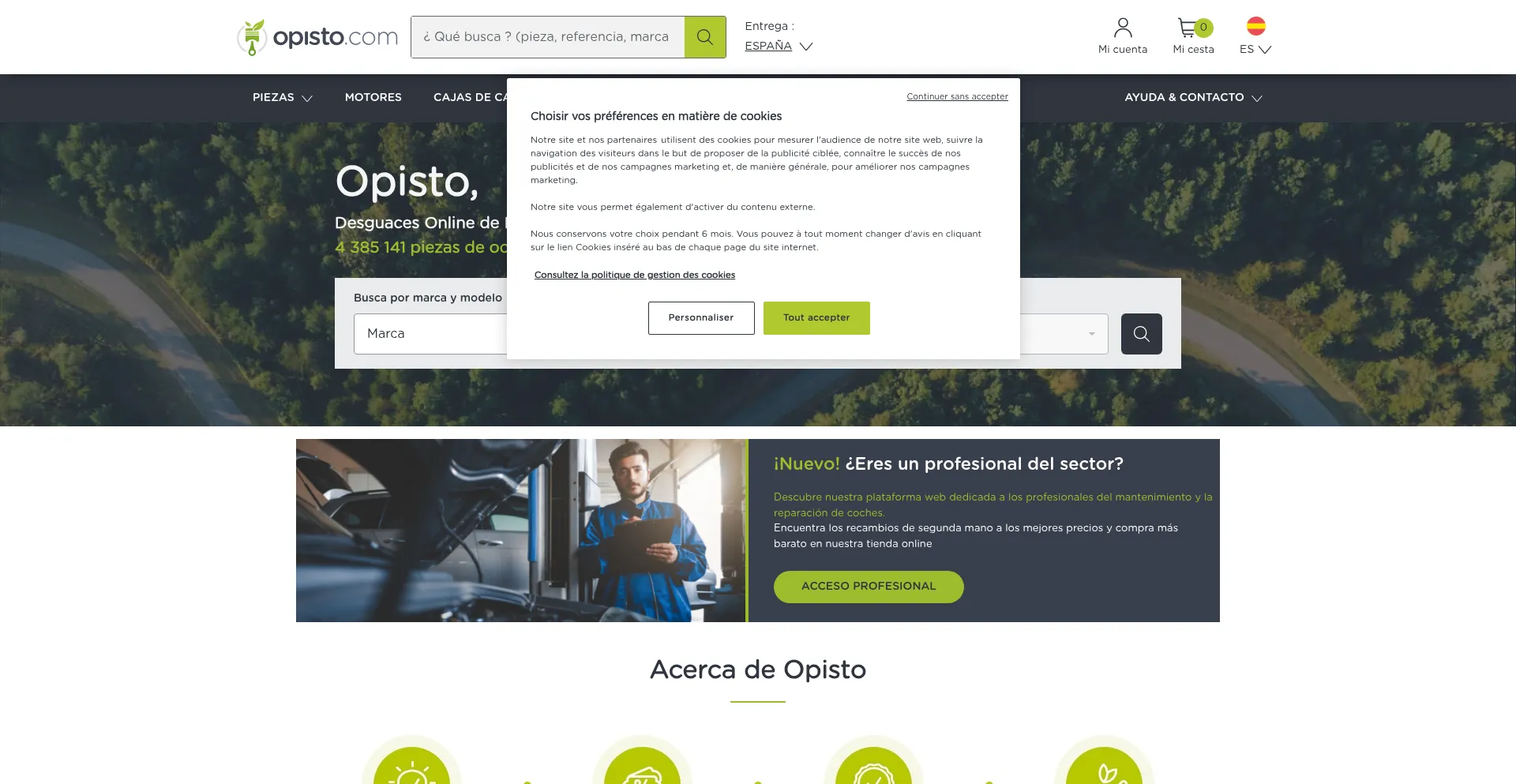 Website screenshot of Opisto.com