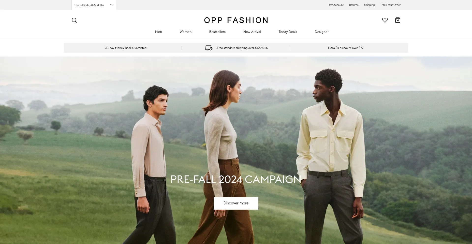 Website screenshot of Oppfashion.com