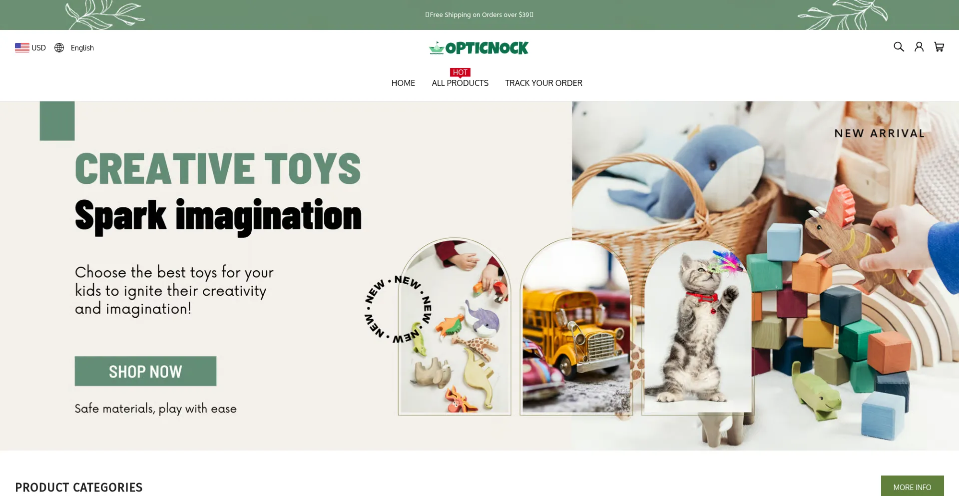 Website screenshot of Opticnock.com