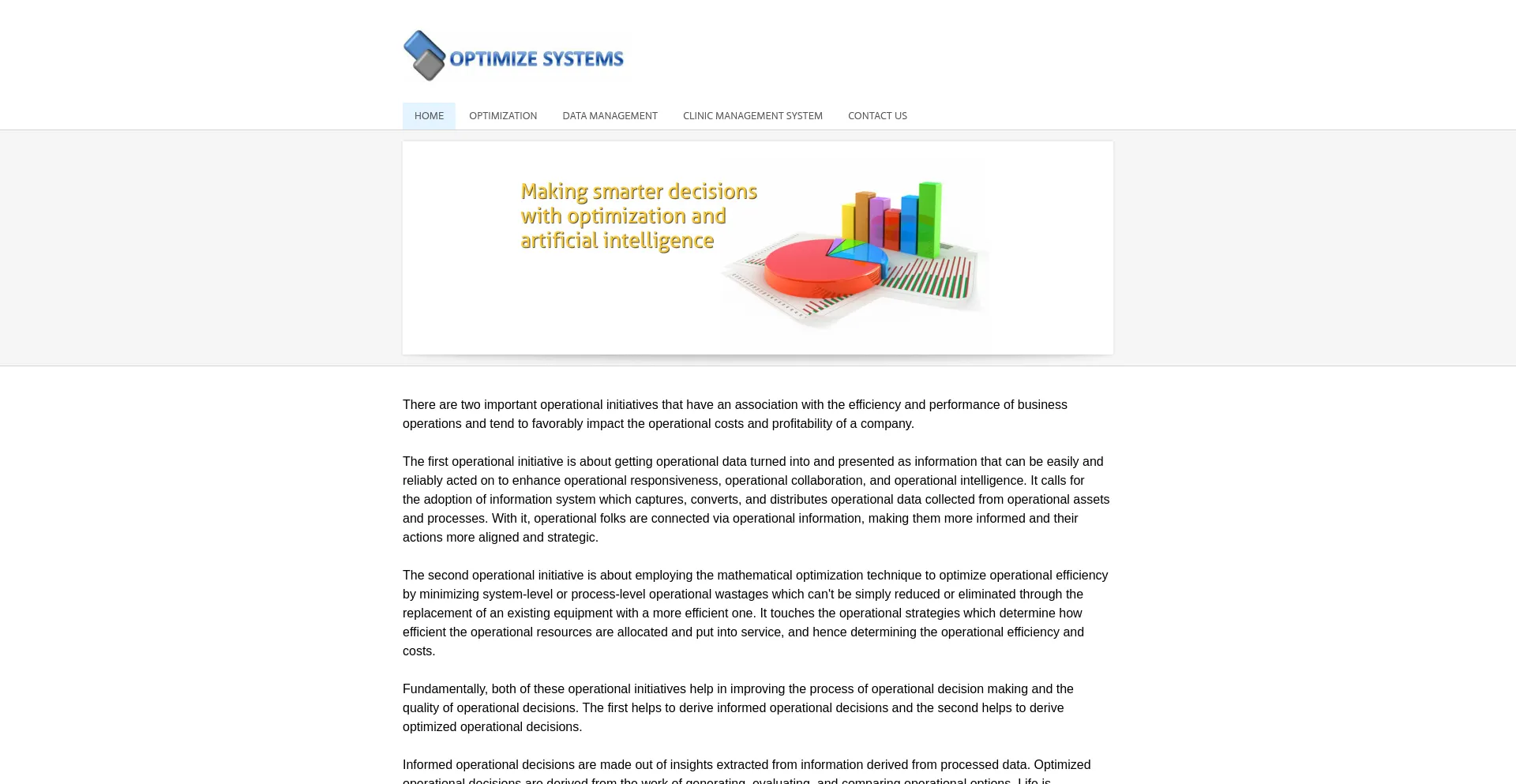 Website screenshot of Optimizesystems.com