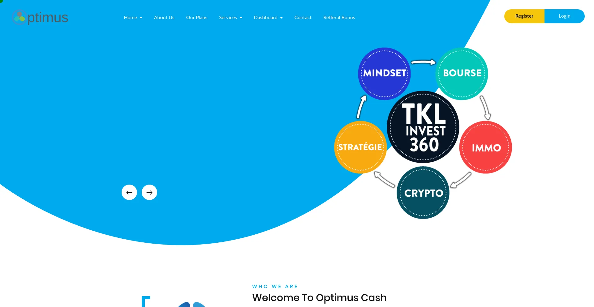 Website screenshot of Optimus-invest-plans.com