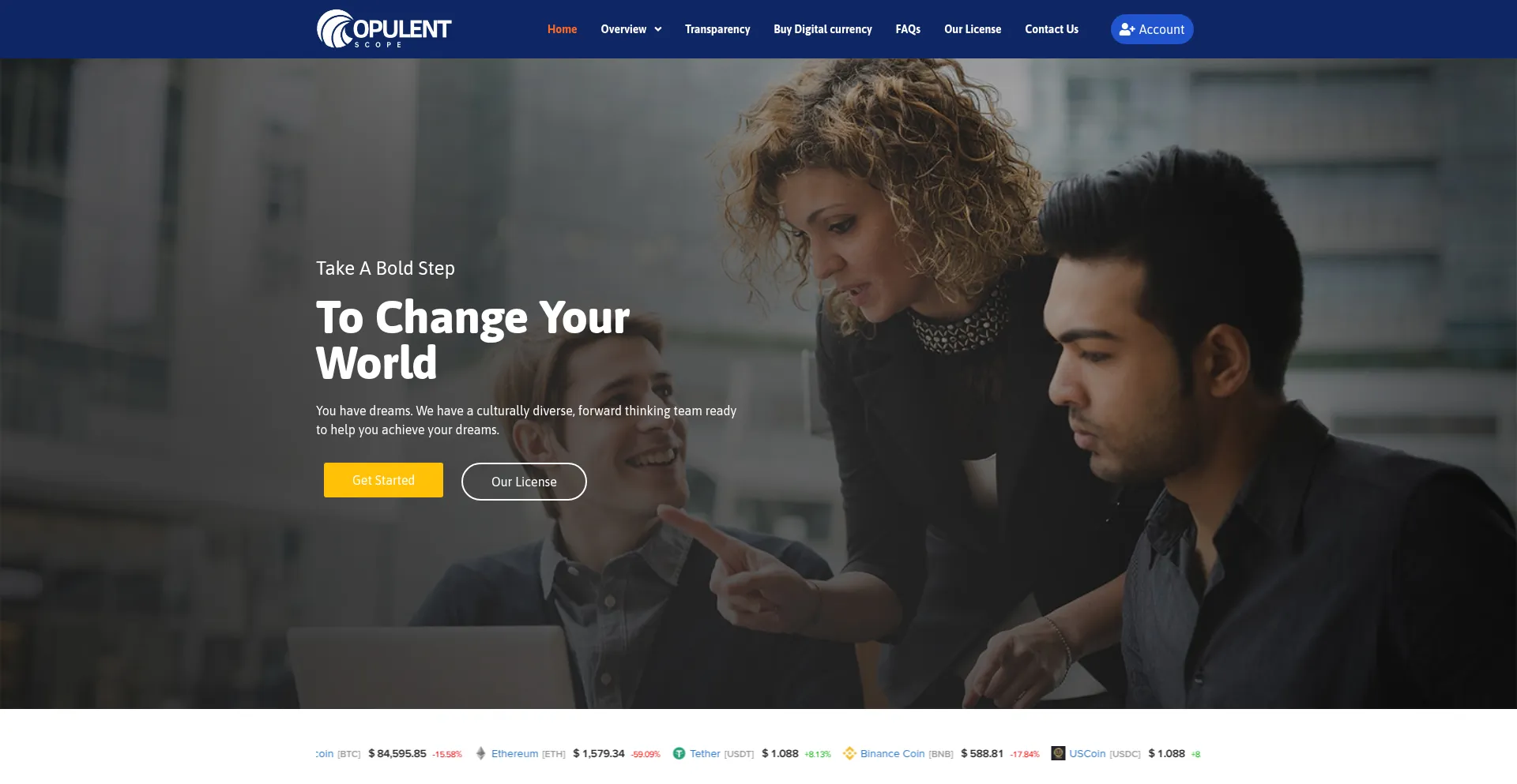 Website screenshot of Opulentscope.com