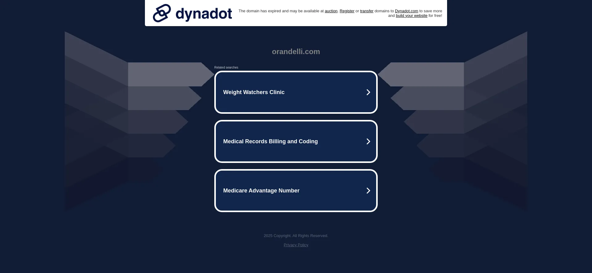 Website screenshot of Orandelli.com