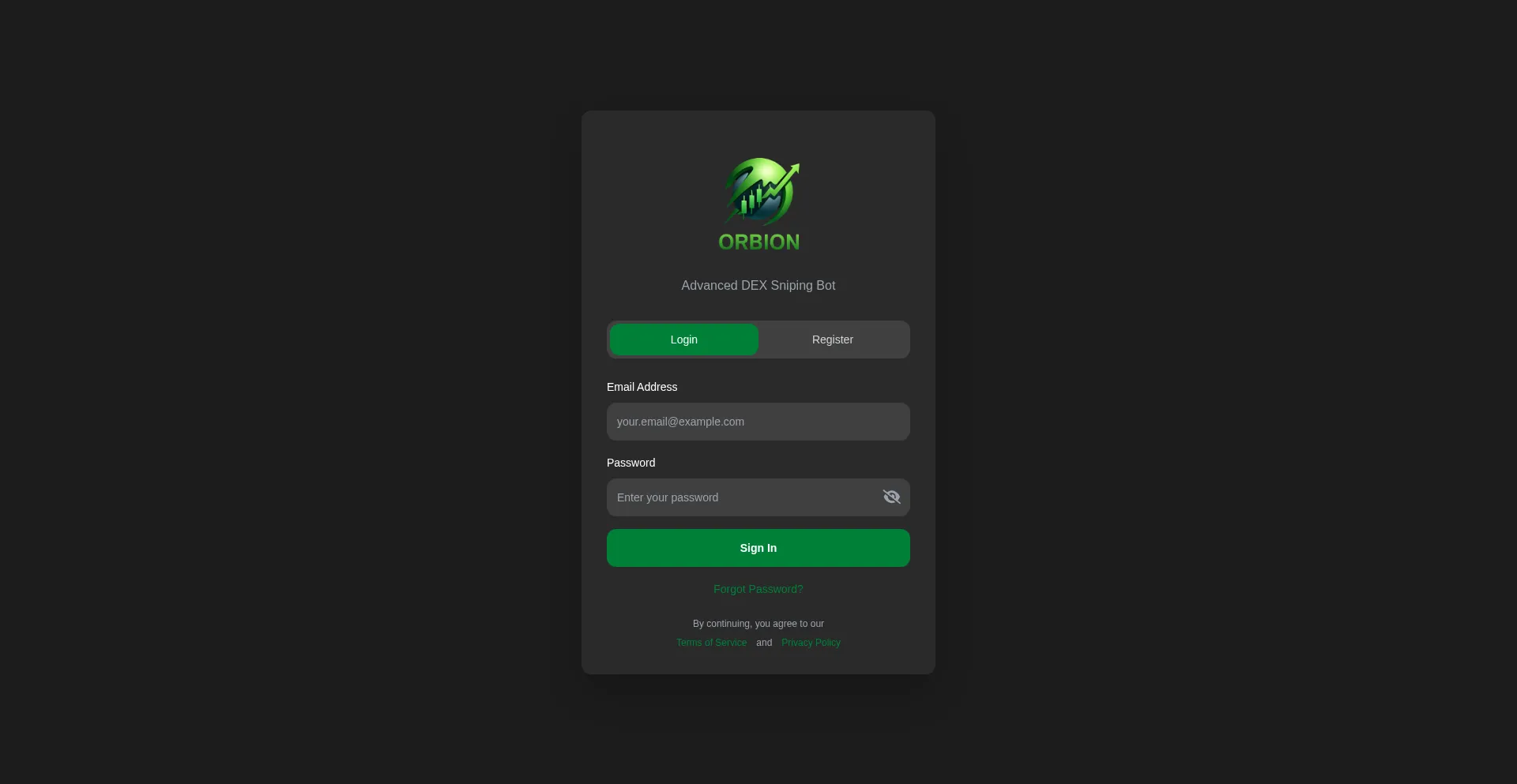 Website screenshot of Orbion.vip