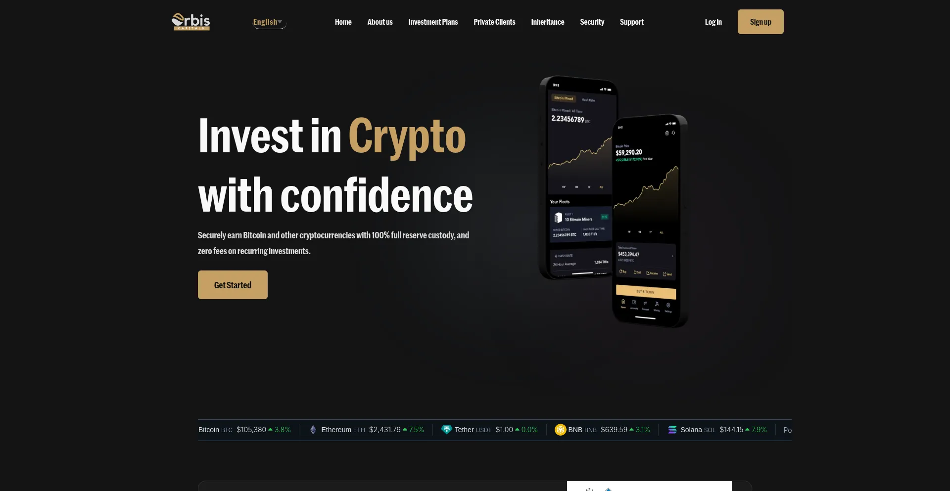 Website screenshot of Orbiscapitals.com