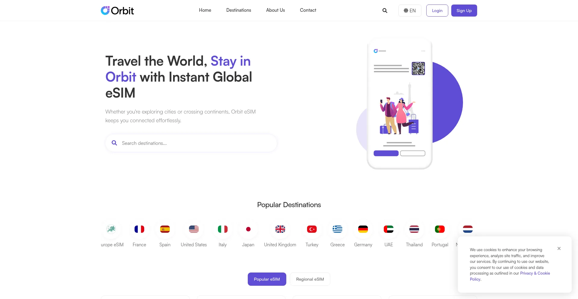 Website screenshot of Orbitesim.com