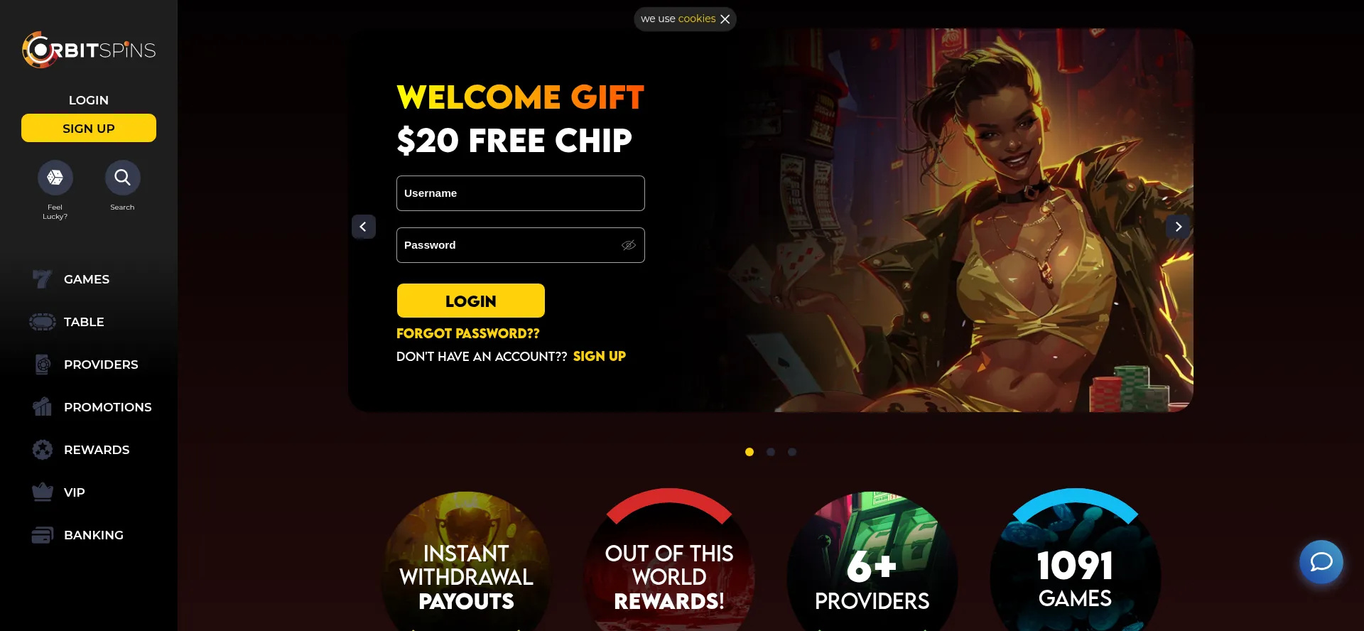 Orbitspins.com Screenshot