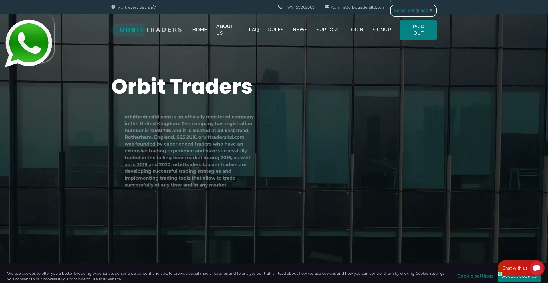 Website screenshot of Orbittradersltd.com