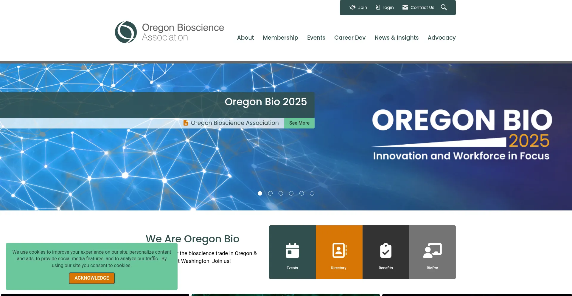 Website screenshot of Oregonbio.org