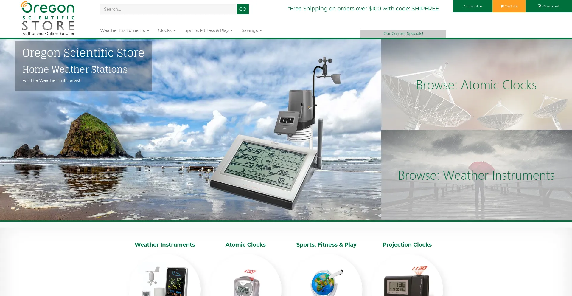 Website screenshot of Oregonscientificstore.com