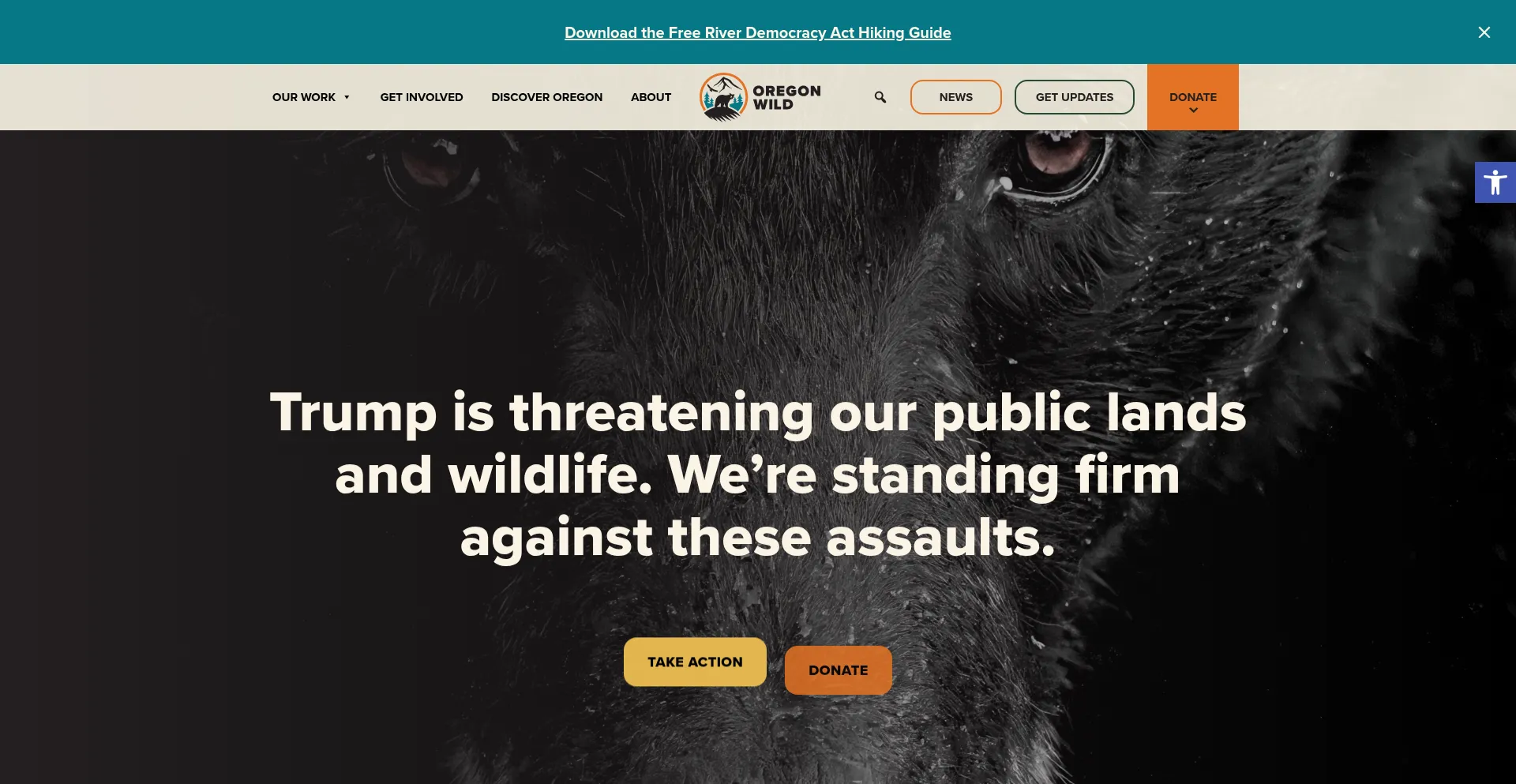 Website screenshot of Oregonwild.org