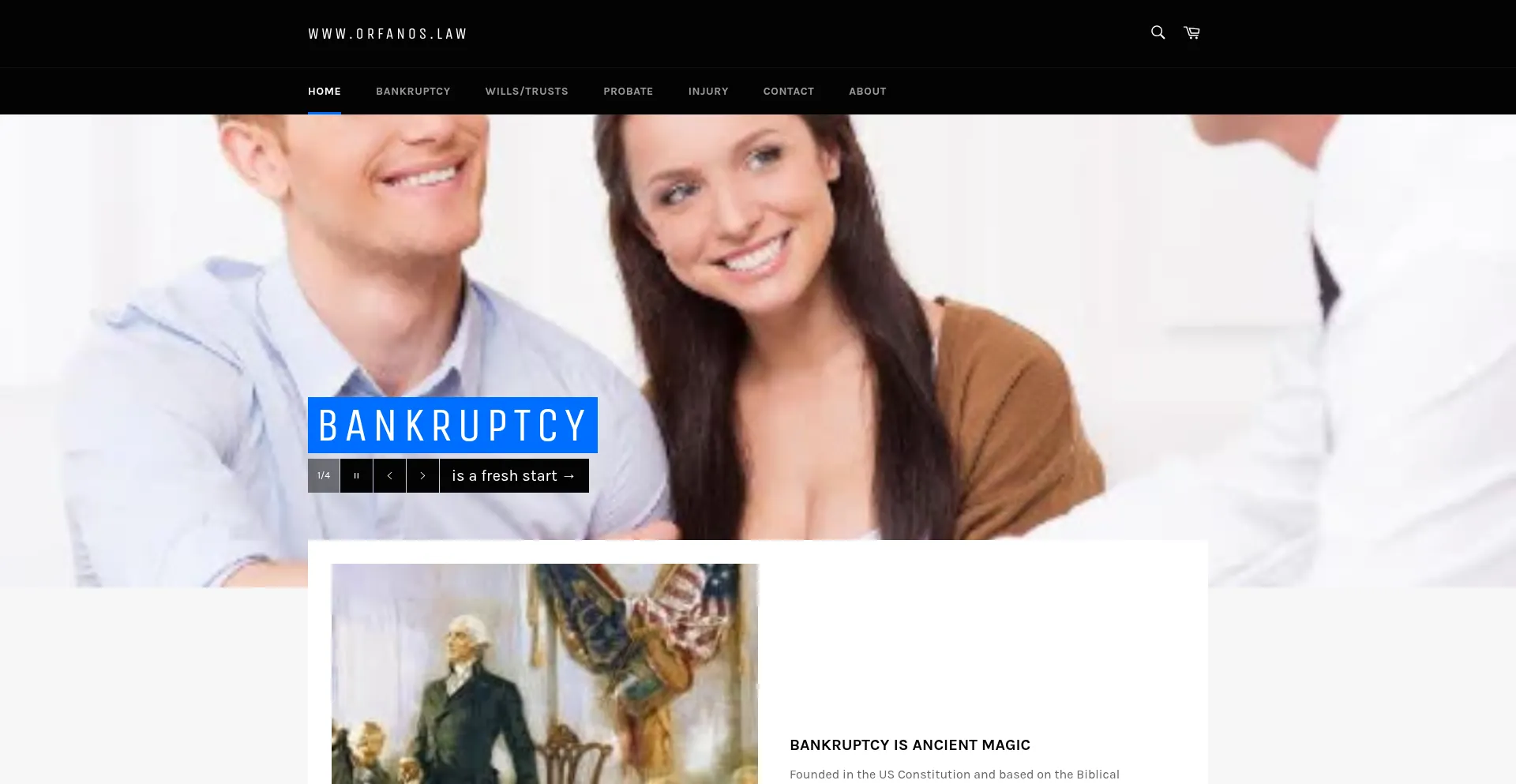 Website screenshot of Orfanoslaw.com
