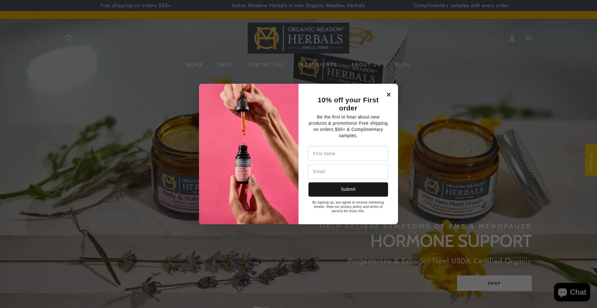 Organicmeadowherbals.com Screenshot