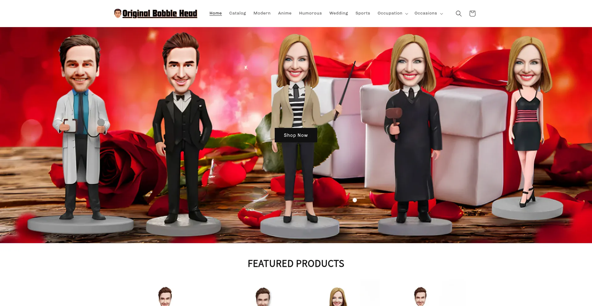 Website screenshot of Originalbobblehead.com