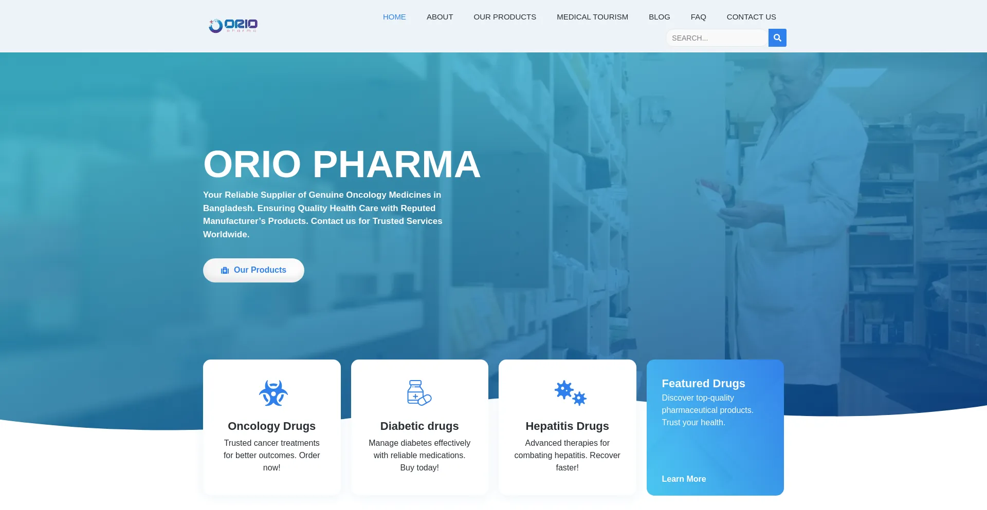 Website screenshot of Oriopharma.com