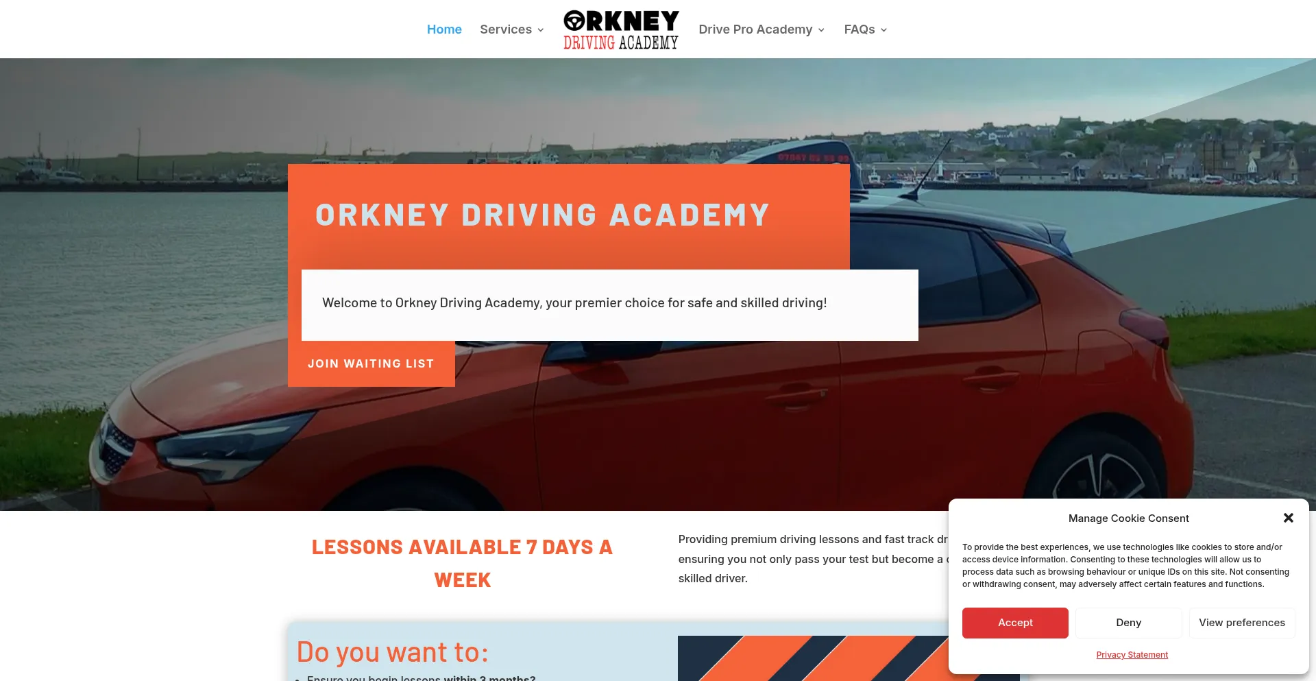 Website screenshot of Orkneydrivingacademy.co.uk