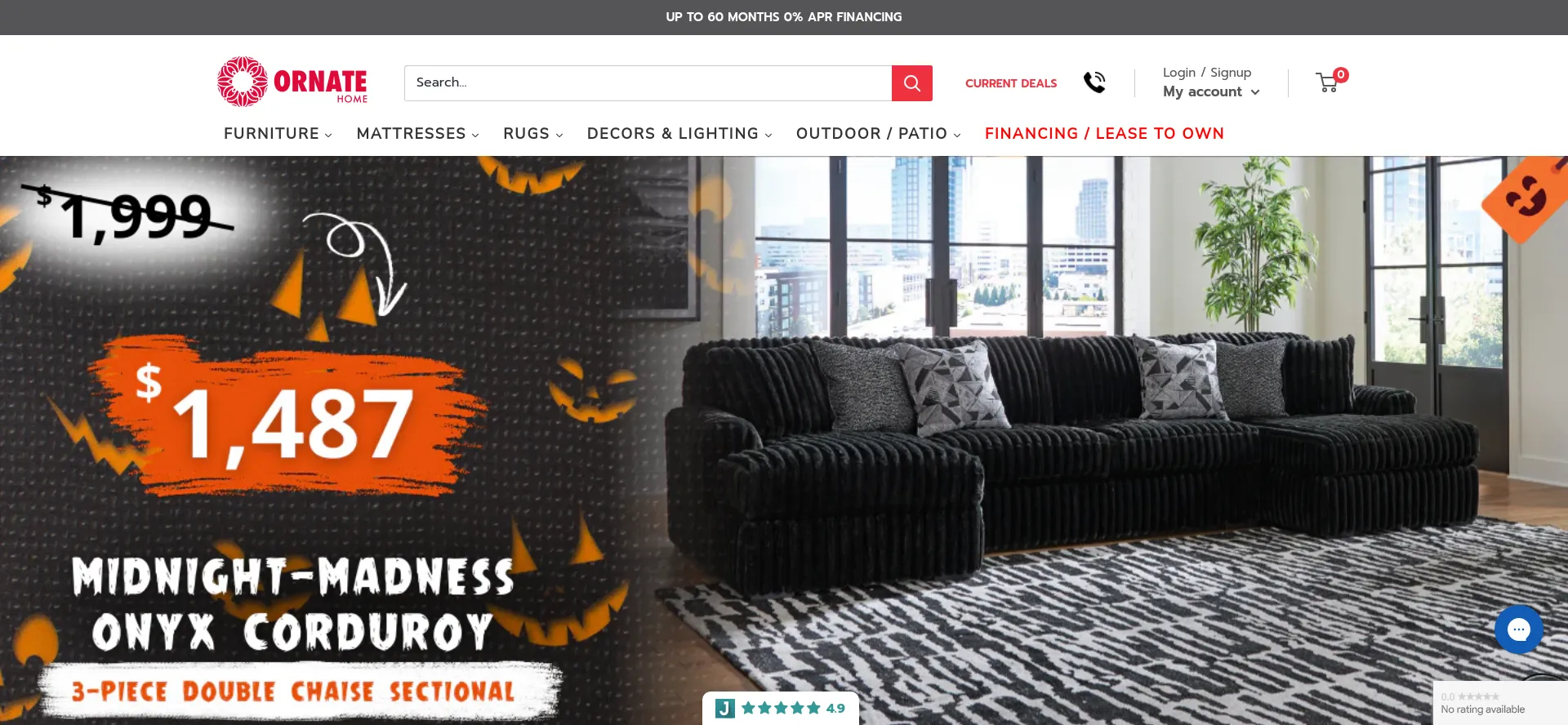Website screenshot of Ornatehome.com