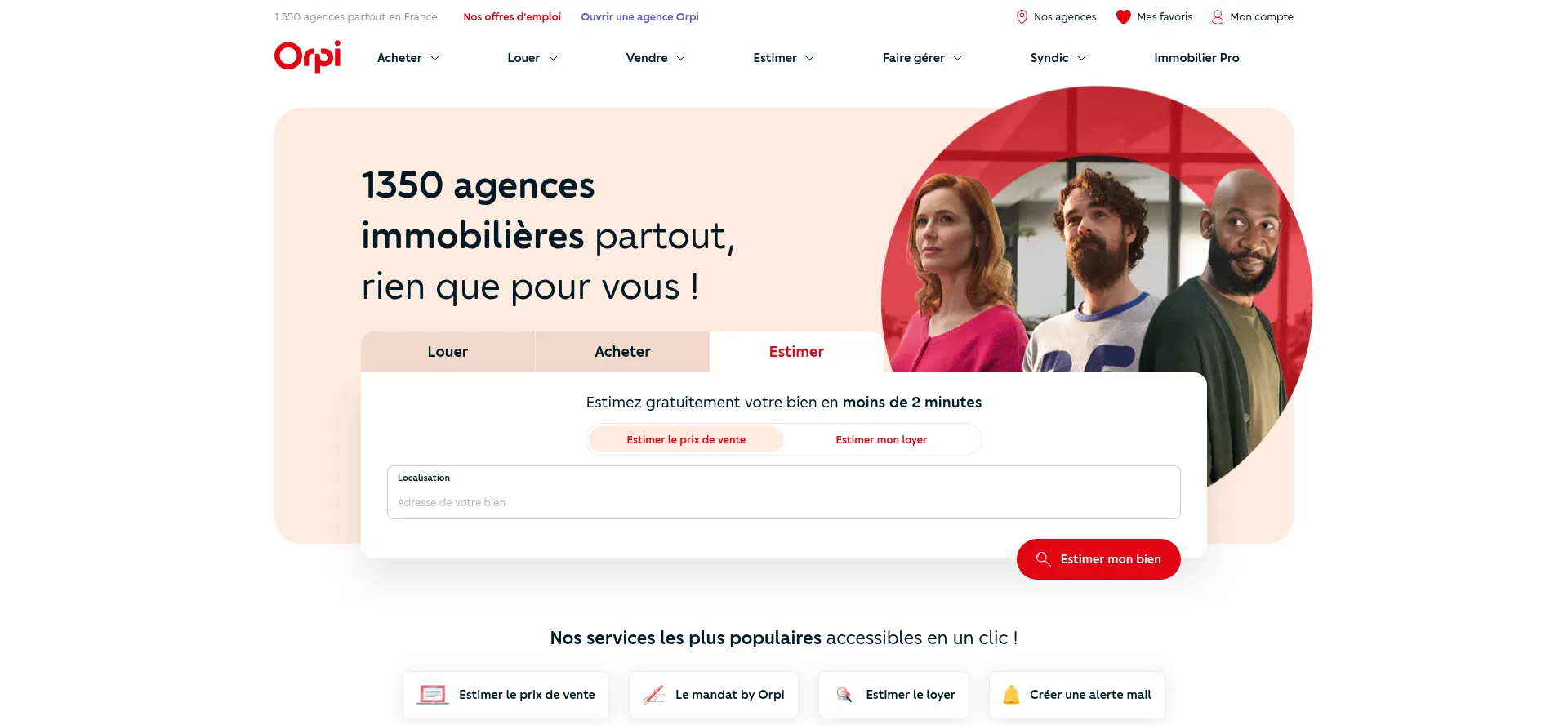 Website screenshot of Orpi.com