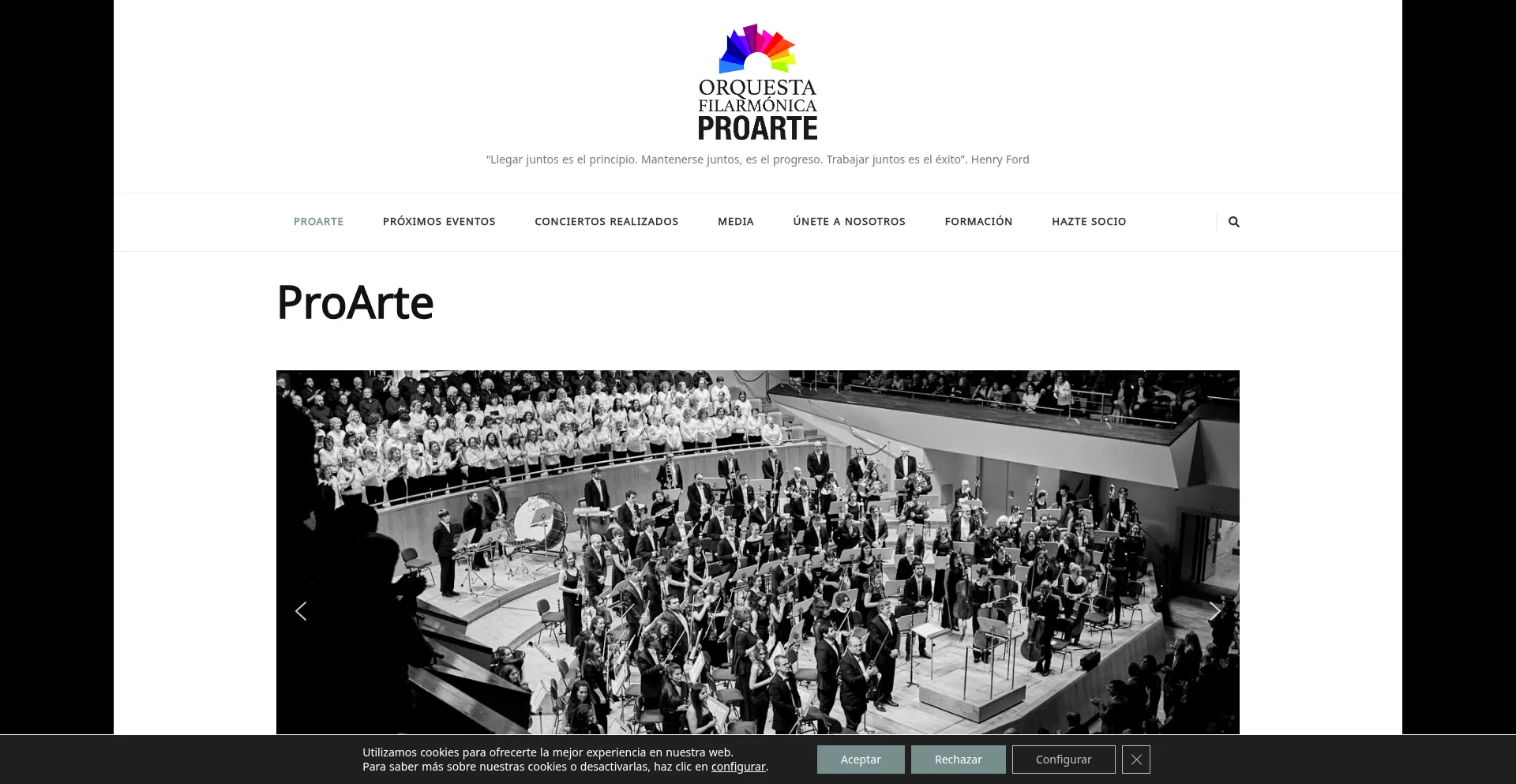 Website screenshot of Orquestaproarte.org