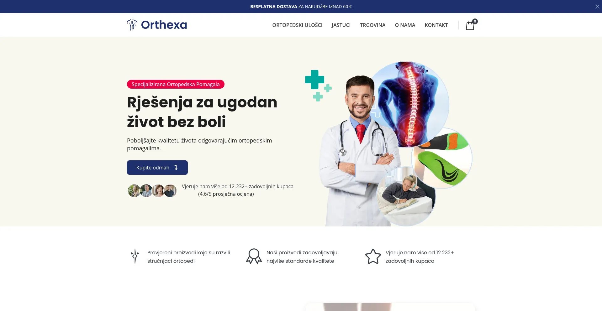 Website screenshot of Orthexa.hr