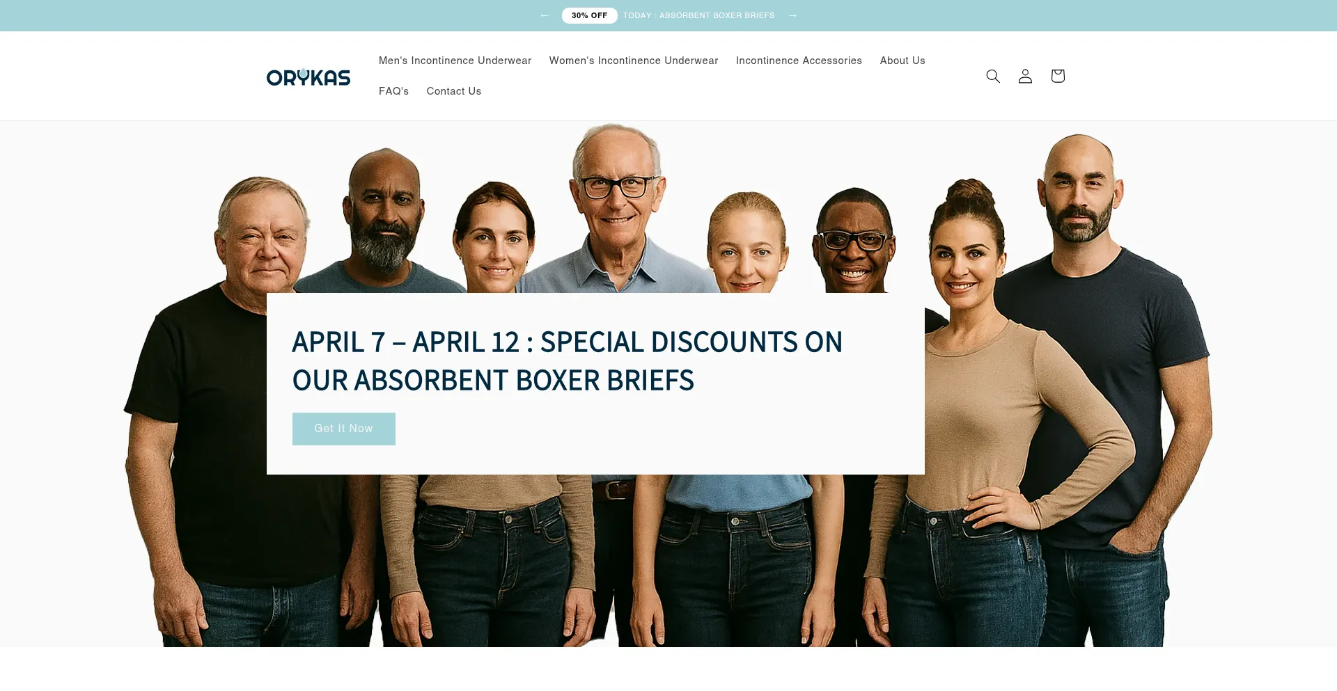 Website screenshot of Orykas.com